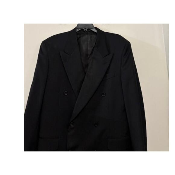 Canali Blazer 40L US (50L EU) Double Breasted Suit Jacket 100% Wool Black Italy - Picture 4 of 14